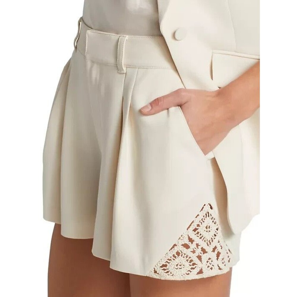 Cinq A Sept Shorts Corinna Pleated Front Crochet Lace Detail Womens 8